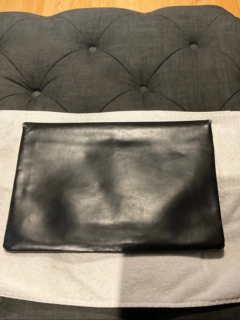 Classic Black Leather Envelope Clutch